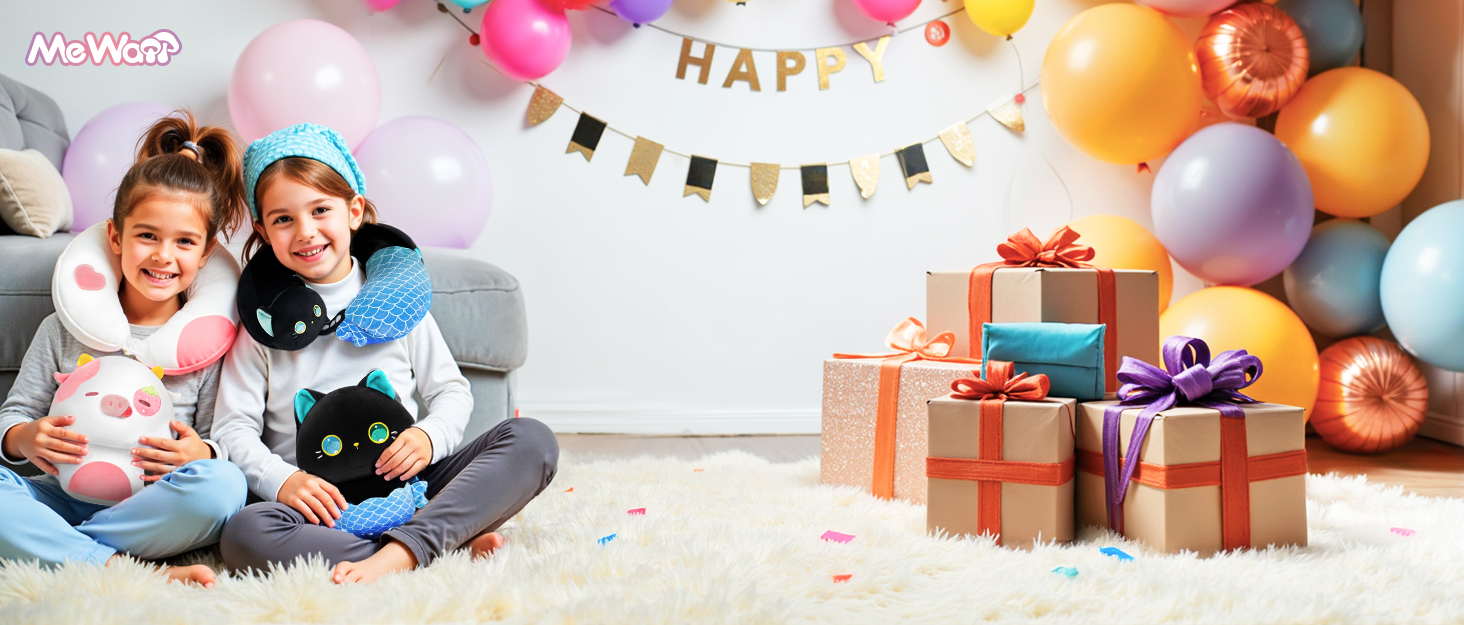 Подушка для шиї Mewaii з капюшоном, двостороння, для дітей та дорослих, дизайн котика, захист приватності, м'яка піна з пам'яті сірої кольорової гами