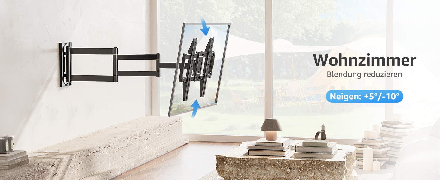 Кріплення для телевізора MOUNTUP 962mm з подовженою ручкою для телевізорів 42-75 дюймів (до 45 кг), поворотне та нахильне, VESA 600x400mm, EU0047-L