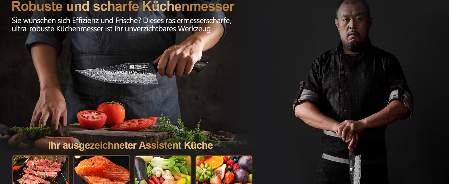 Ніж кухарський XINZUO 21.9 см з дамаської сталі, 67 шарів, професійний, з ергономічною ручкою з білої бука, серія Mo