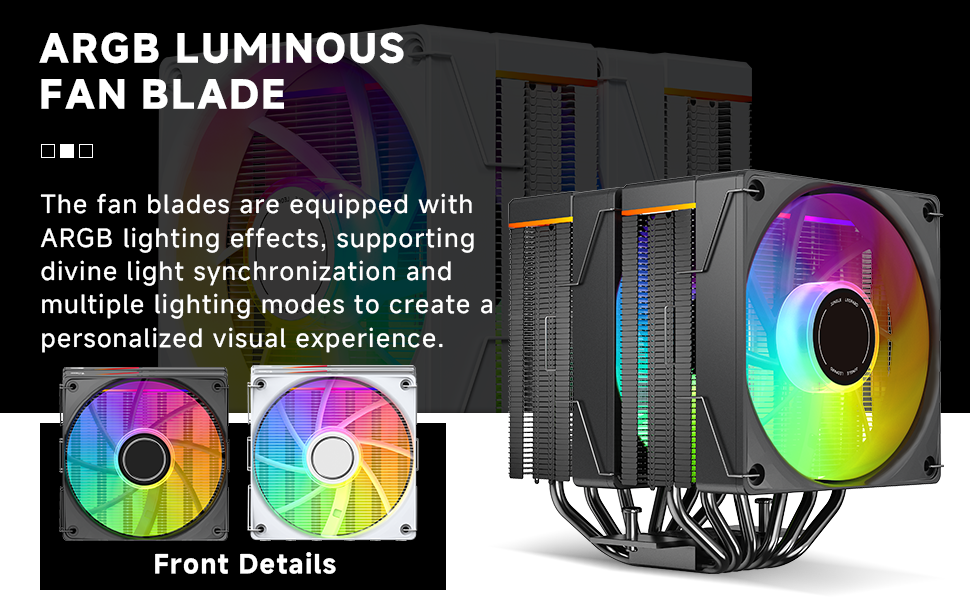 Koolance KF620 DGT ARGB CPU кулер для Intel/AMD, 265W TDP, 158mm, 2 x 120mm PWM вентилятори, чорний