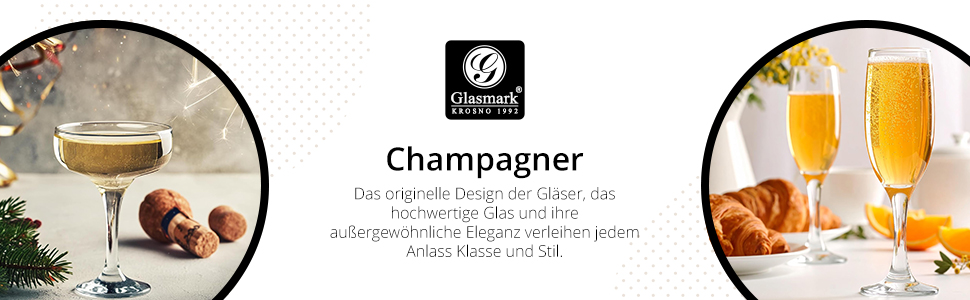 Набір келихів для шампанського, шампанського та просекко Glasmark Krosno, 6 шт., 200 мл, чорний