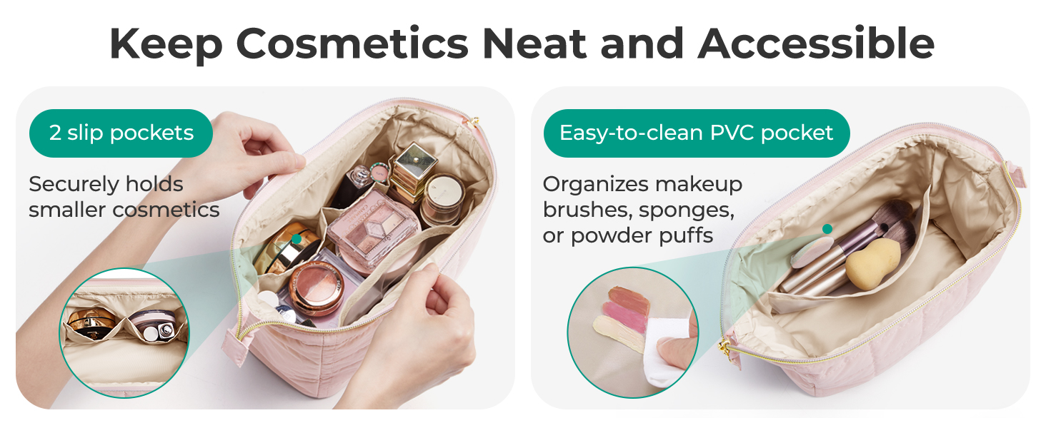 Косметичка для макіяжу BAGSMART, рожева, для подорожей, велика, водонепроникна