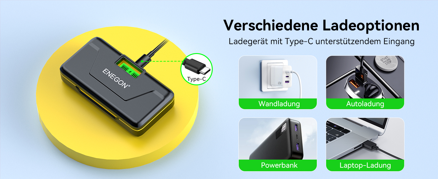 Зарядний пристрій ENAGON NP-FZ100 20W PD з LCD-дисплеєм для Sony Alpha (A7, A9, A7R, FX3, FX30)