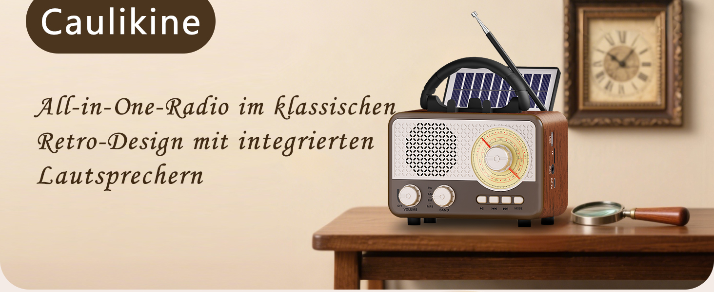 Портативна радіоприймач AM/FM/SW з сонячною батареєю, Bluetooth, USB/TF/AUX, для кемпінгу та подорожей. Підходить як подарунок для чоловіків