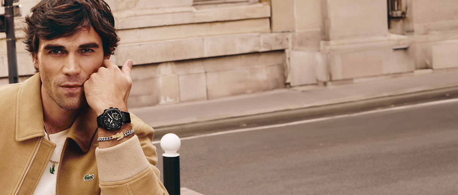 Браслет Lacoste MetroPole з застібкою-кнебелем. З візерунком petit piqué. Срібний, для чоловіків та жінок