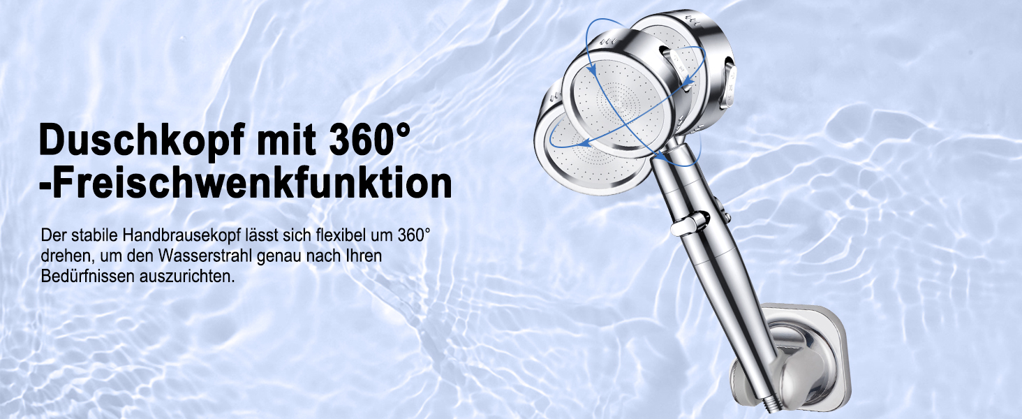 Насадка для душу зі шлангом 2м, фільтрована ручна лійка з високим тиском, економія води з мінеральними кульками, 5 режимів, стоп-функція для жорсткої води, видалення залишків хлору, бактерій та важких металів (срібляста з шлангом)