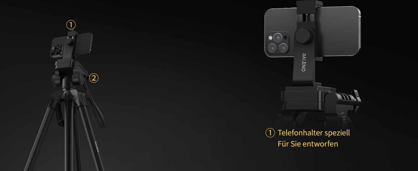 Штатив для камери RALENO Stabile, 152 см, з сумкою. Легкий та міцний штатив для професійних фотографів та відеозйомки з тримачем для телефону iPhone. Модель TP-40
