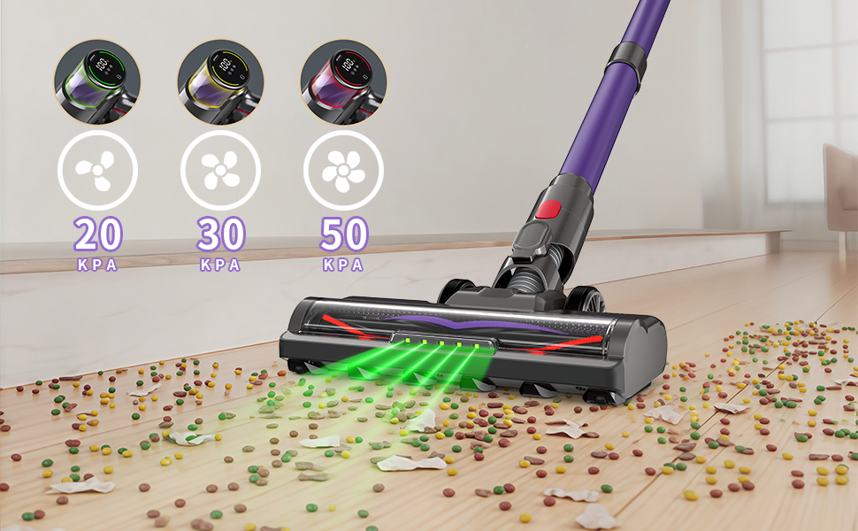 Бездротовий акумуляторний пилосос 550W, потужність 50Kpa, без мішка, з сенсорним екраном, антинамотування, для килимів, твердих поверхонь, авто