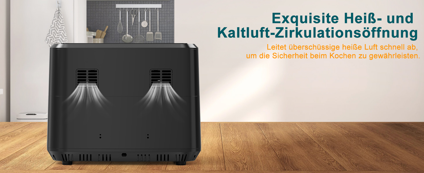Фритюрниця повітряна з 2 камерами та вікном, 10л XXL, 8-в-1, сенсорний дисплей, таймер, без олії, здорове приготування