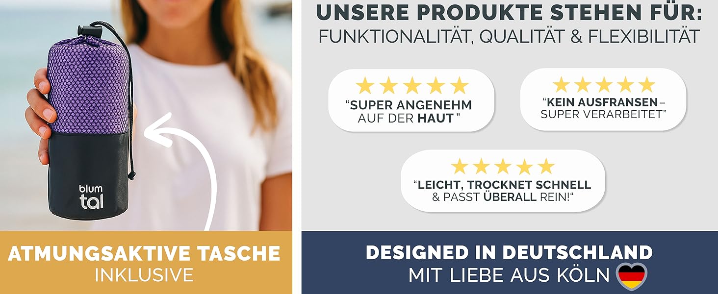 Рушник мікрофібра Blumtal 120x60 см - легкий, швидковисихаючий та надзвичайно вбираючий. Ідеальний для спорту, пляжу, подорожей - сірий колір.