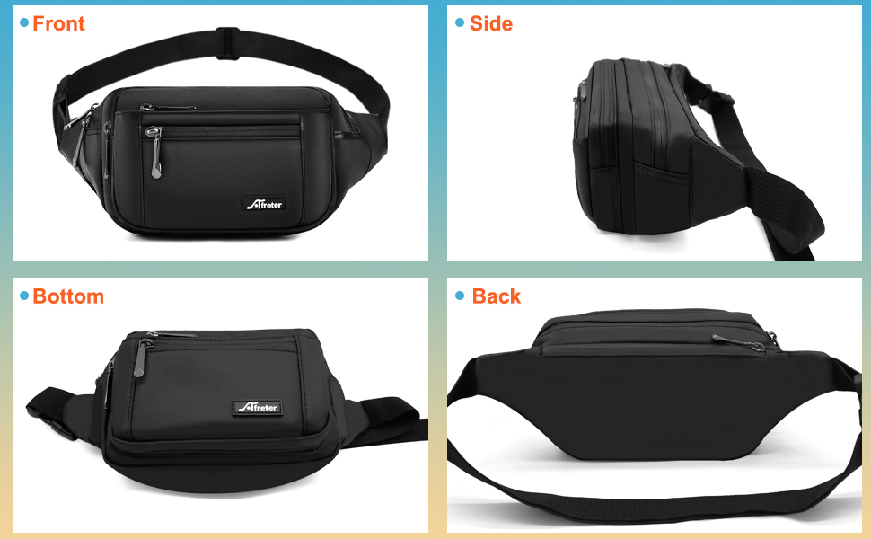 Жіноча поясна сумка-рюкзак, водонепроникна, для телефону, спортивна, для активного відпочинку, подорожей, прогулянок з собакою (чорна)