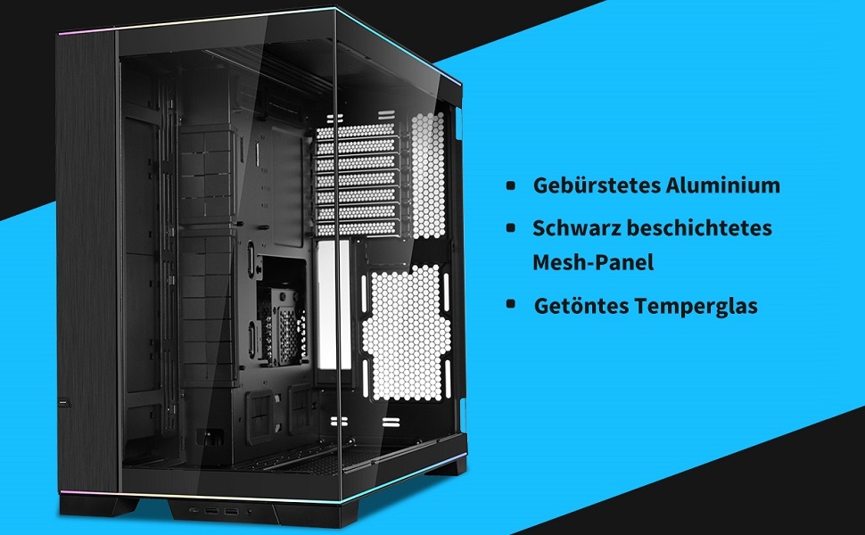 Корпус ПК Lian Li O11D EVO RGB чорний: сталь, алюміній, загартоване скло, підтримка GPU 455 мм, радіатори 420 мм, RGB-підсвітка