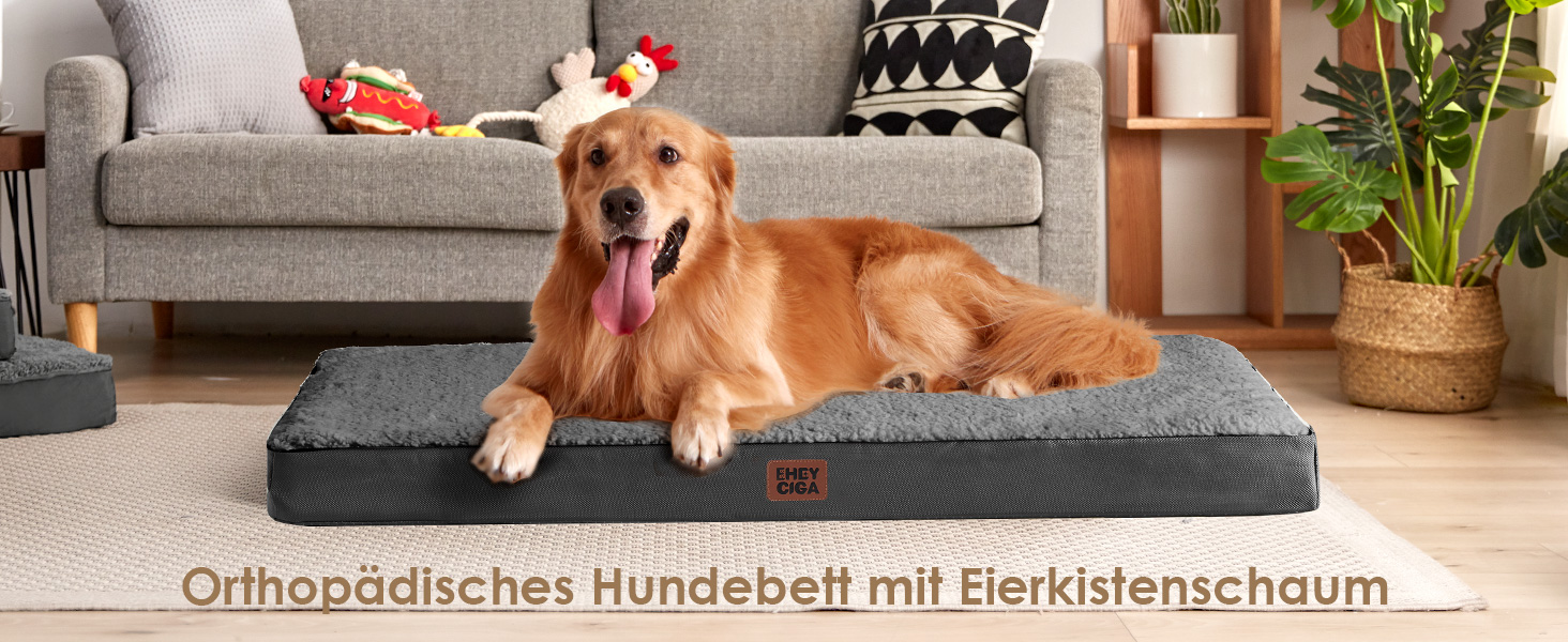 Ортопедичне ліжко для собак середнього розміру EHEYCIGA, 89x58x9 см, сіре, з м'яким наповнювачем, для переноски