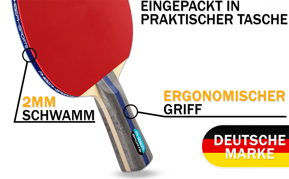 Набір для настільного тенісу PHIBER-SPORTS: 4 ракетки, 8 м'ячів, сумка | Для гри в приміщенні та на вулиці | Підходить для початківців, сімей та професіоналів