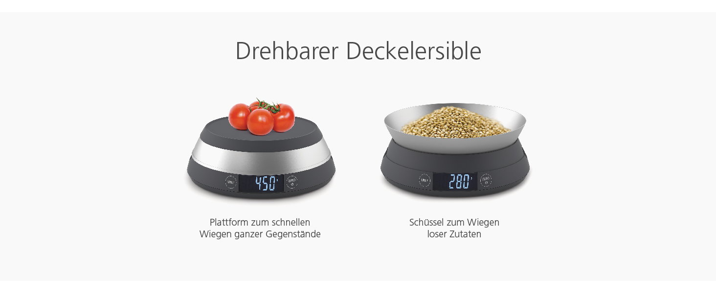 Joseph Joseph SwitchScale 2-in-1 Kitchen Scale - Digital, 5kg Capacity, Metric & Imperial LCD Display, Battery Powered - Gray