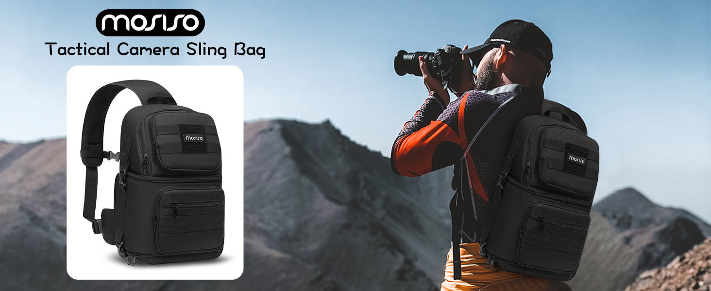Сумка для камери MOSISO: тактична через плече для DSLR/SLR/беззеркальних камер з тримачем для штатива та знімними модулями (сумісна з Canon, Nikon, Sony, Fuji)