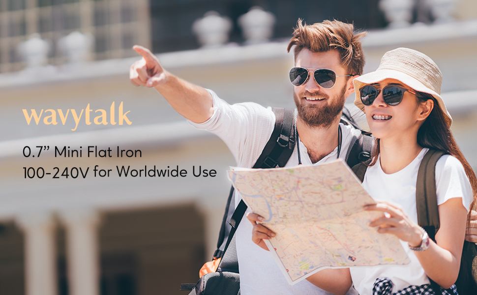 Міні-випрямляч для волосся Wavytalk - компактний, для короткого волосся, з керамічною нагрівальною пластиною, чорний