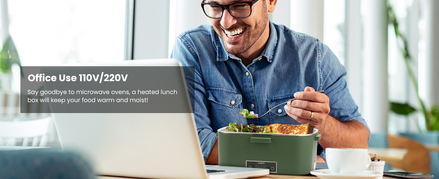 Електрична ланчбокс 100W, 3-в-1, 1.8L, нержавіюча сталь, ізольована термобокс для авто/вантажівки, 12V/24V/220V (зелений)