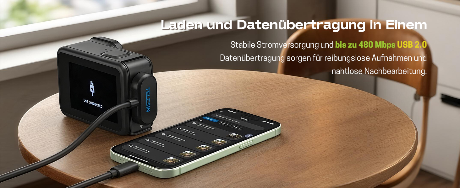 Зарядний пристрій для GoPro Hero 13 Black — 3-канальний заряд для акумуляторів з швидкою зарядкою, USB-C кабель. Сумісний з GoPro Hero 13 Black, оригінальний акумулятор (без акумулятора). Для Hero 9-13