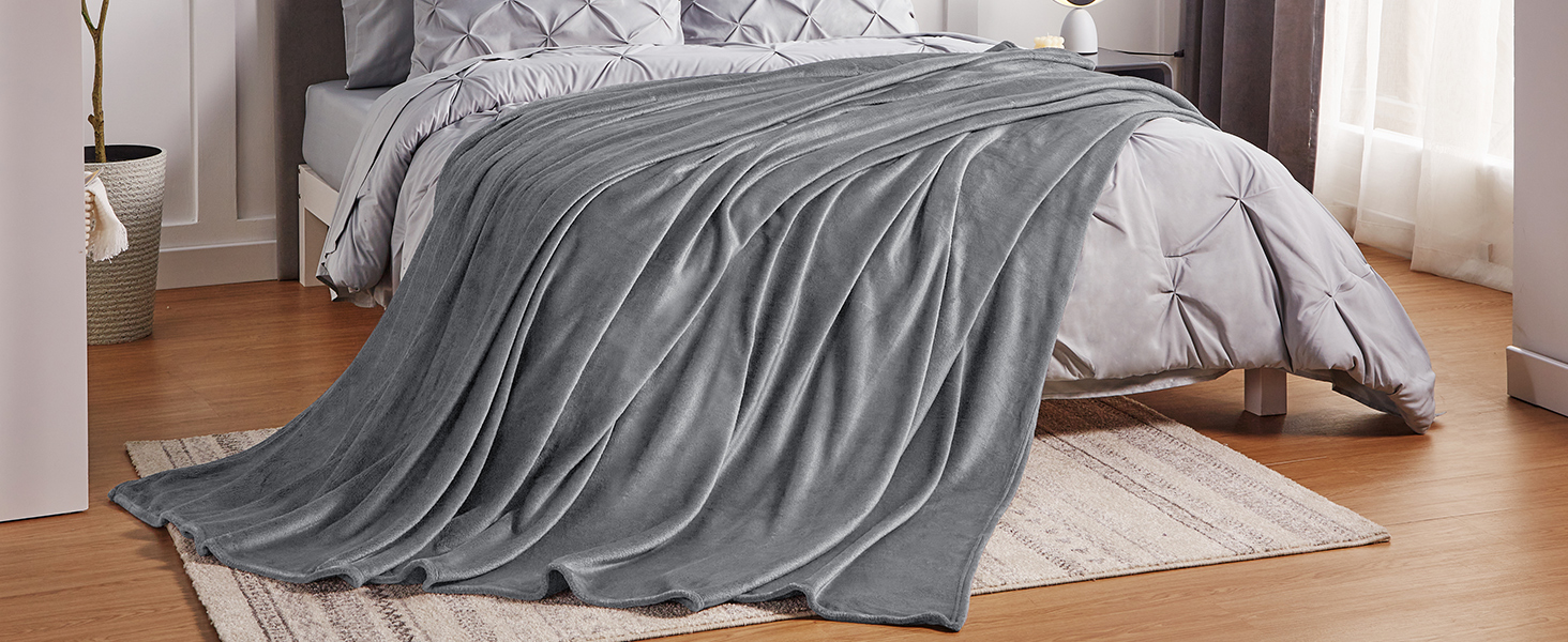 CozyLux Деки для дивану: м'яка флісова ковдра 150x200 см для всіх сезонів. Тепла, легка, для софи, ліжка, дивана. Сірий колір.