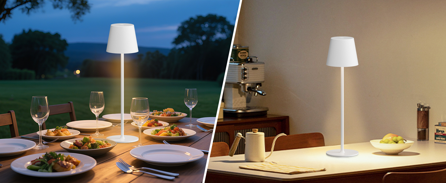 Акумуляторна настільна LED лампа бездротова з USB-C зарядкою, регульована яскравість, 3 режими світла, сенсорна лампа для дому, спальні, кемпінгу (біла)