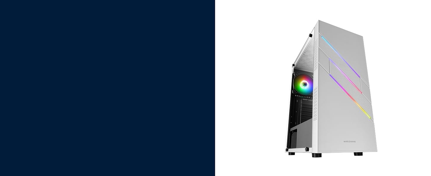 Ігровий корпус для ПК Mars Gaming MC-U3 White, ATX XL, 3 ARGB вентилятори 120мм, загартоване скло
