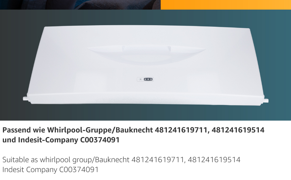Дверцята морозильної камери сумісні з Bauknecht, Whirlpool, Indesit C00374091, аналог 481241619514, 481241619711, запчастина для холодильника з вбудованою морозилкою