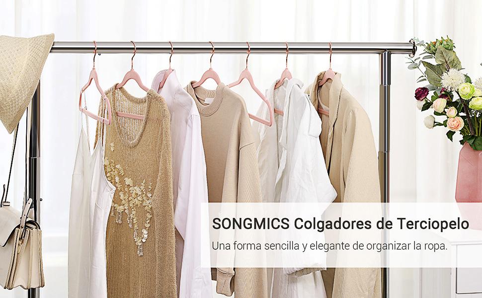 Вешалки для одягу SONGMICS з оксамиту, набір 50 шт, 42 см, тонкі та міцні, рожевий/розе-золото