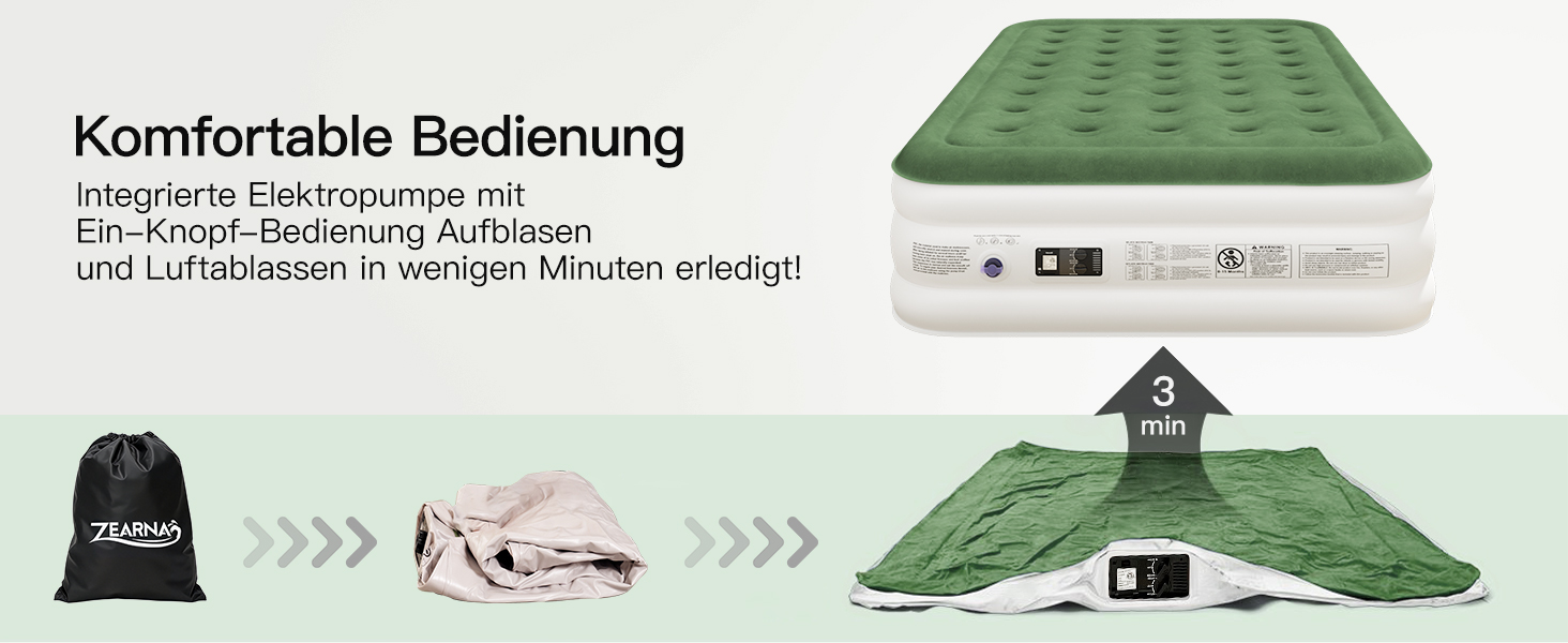 Надувний матрац для 2 осіб 203x152x40 см з електричним насосом, самонадувний, для дому