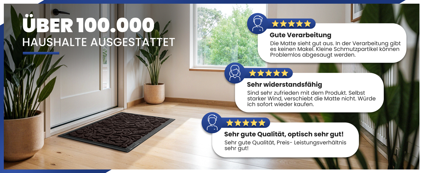 Килимок для дому та вулиці Bodenständig® - міцний, 80x120 см, ефективне очищення взуття, коричневий