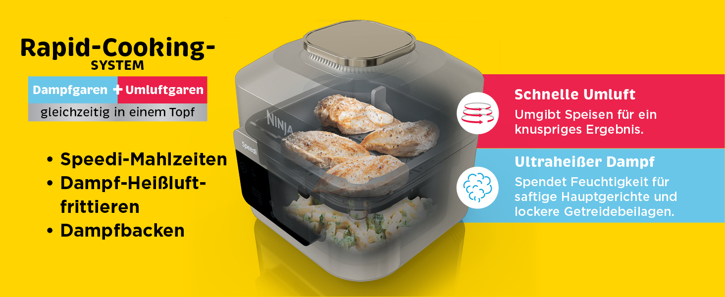 Мультиварка Ninja Speedi 5.7L 10-в-1: мультикокція, фритюрниця, гриль, випічка, Stone Gold ON500EUSTGD
