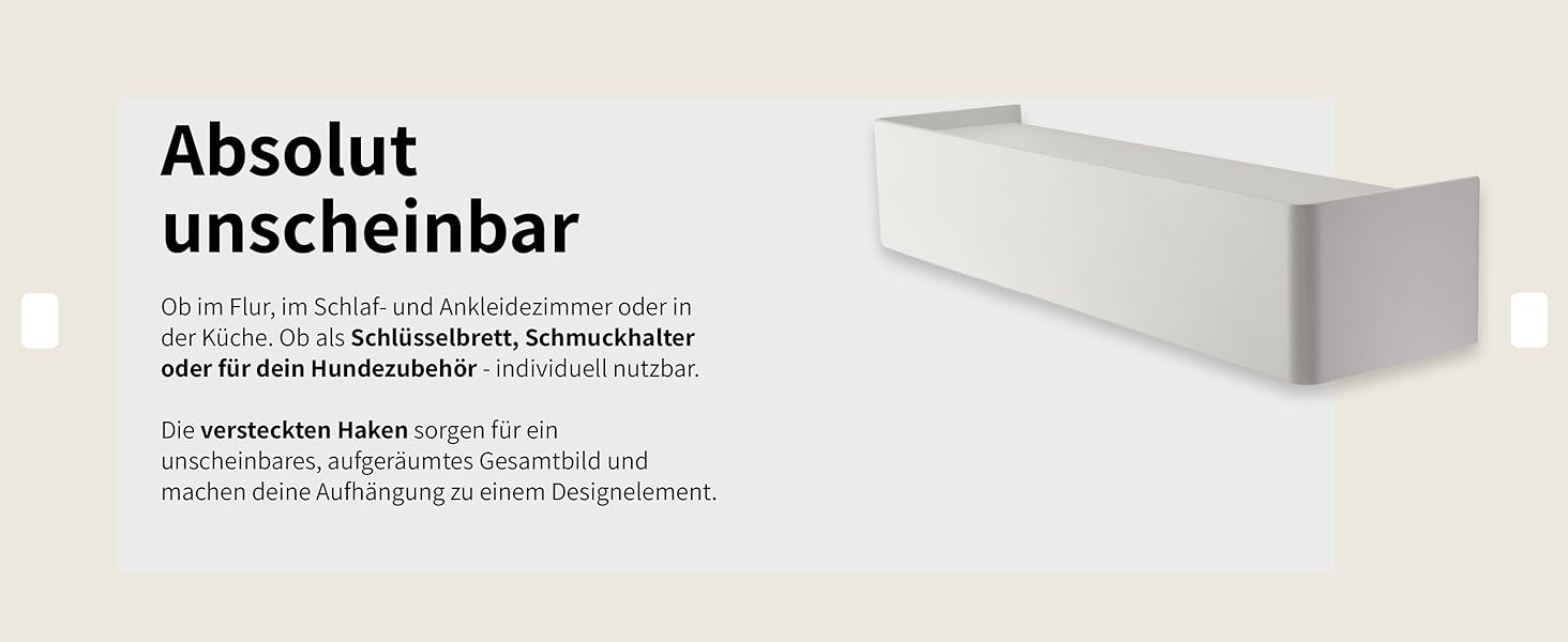 Ключниця настінна Designfabrik Hamburg: сучасна металева підставка для ключів з полицею, біла. Організатор для передпокою та коридору