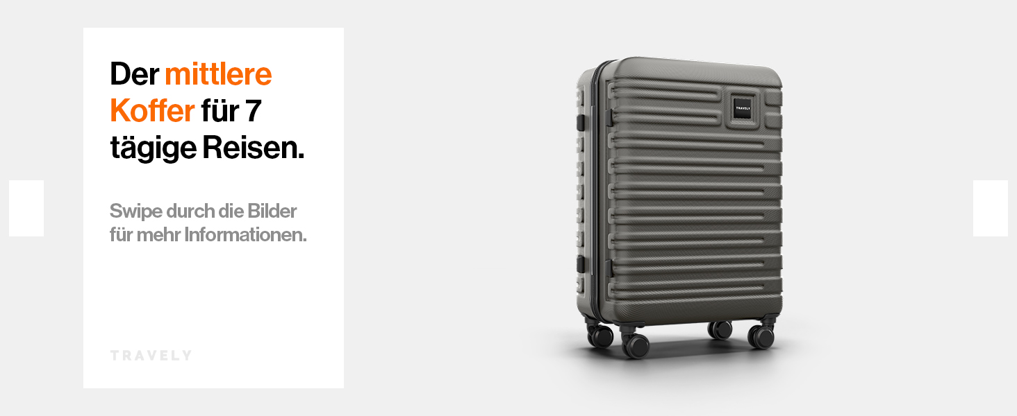 Набір валіз Travely з полікарбонату: 77см, 67см, ручна поклажа, TSA-замок, колір - місячний сірий