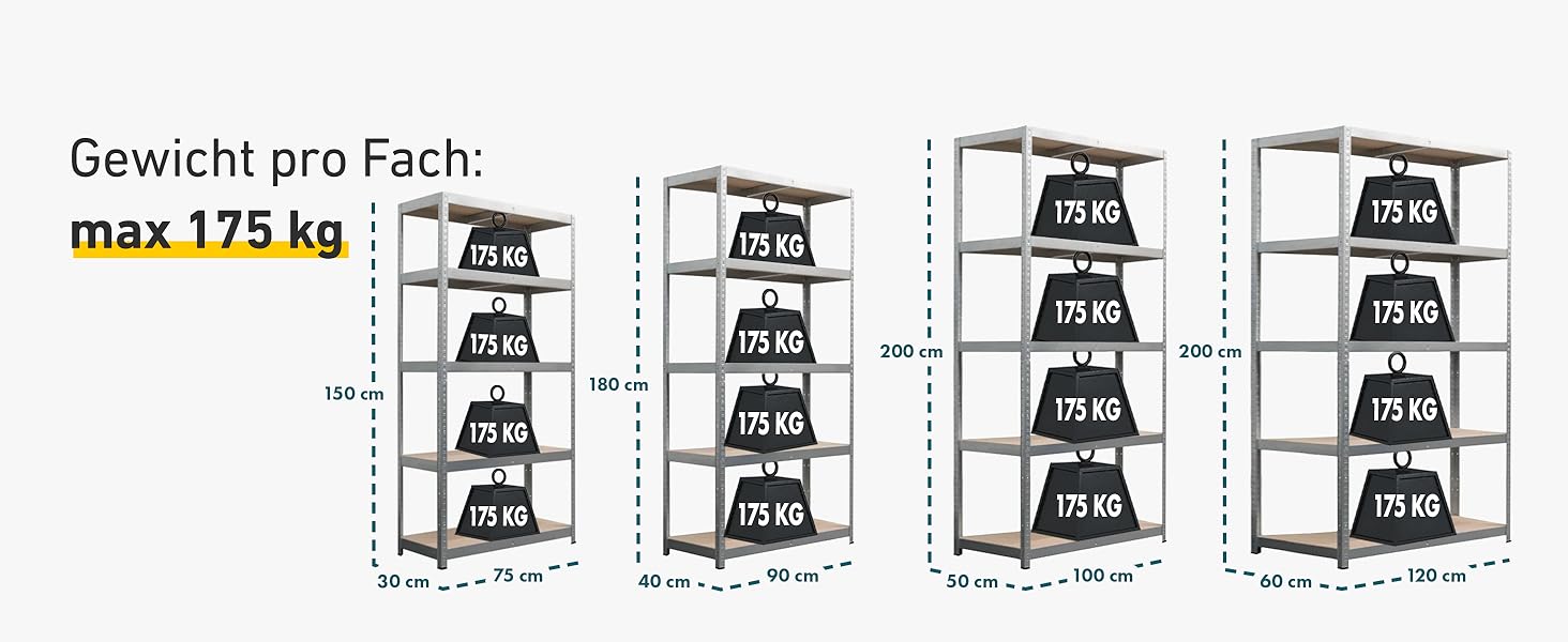 KARAT Heavy-Duty Shelving Unit, 2-Piece Set, 40 x 90 x 180 cm