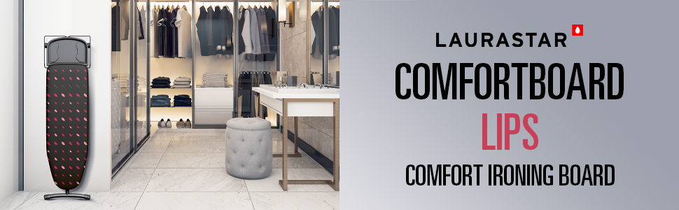 Відкидна прасувальна дошка Laurastar Comfortboard Lips, 38x120 см, 100% бавовна, регульована висота, універсальна підставка для праски, 7.5 кг
