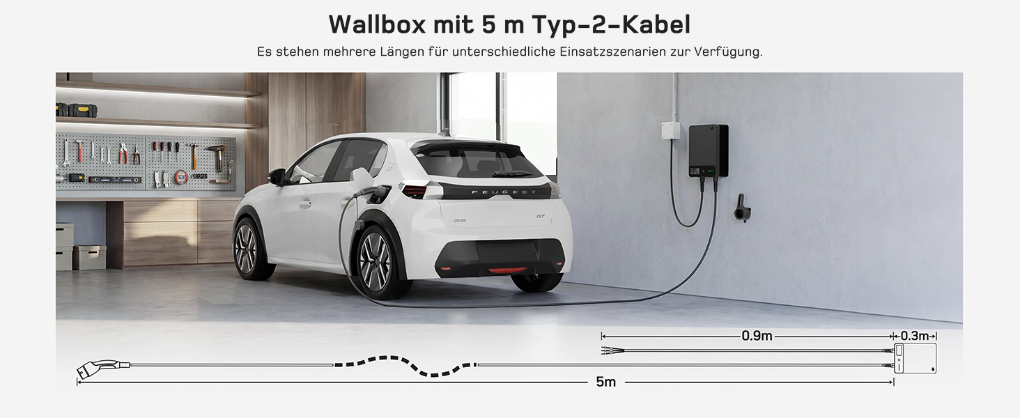 Зарядний пристрій для електромобіля Wallbox 11 кВт з Wi-Fi та кабелем Type 2 7.5м, 3 фази (6-16A, 400V), для BEV/PHEV, захист RCD Type A 30mA/DC 6mA, IP54, чорний