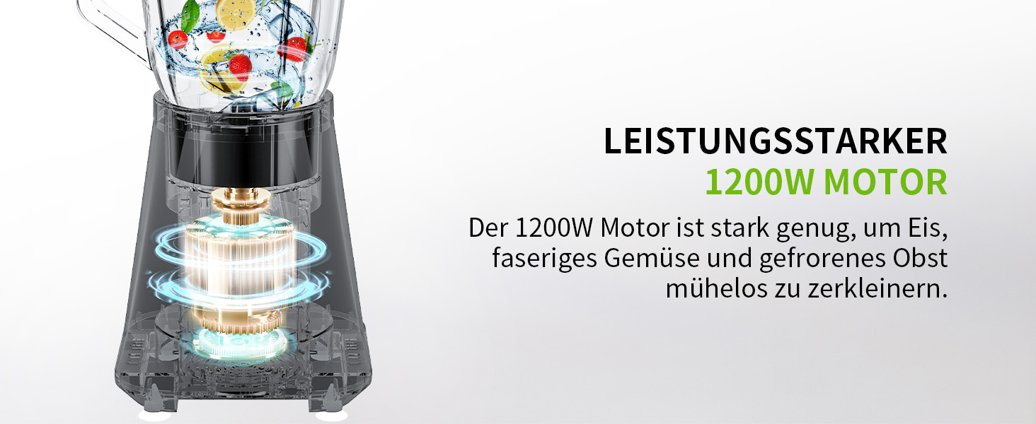 GDOR Standміксер 1200W з 1,5л скляною колбою та 650мл стаканчиком для напоїв. 3 швидкості, для смузі, шейків, соусів. Професійний міксер GDOR