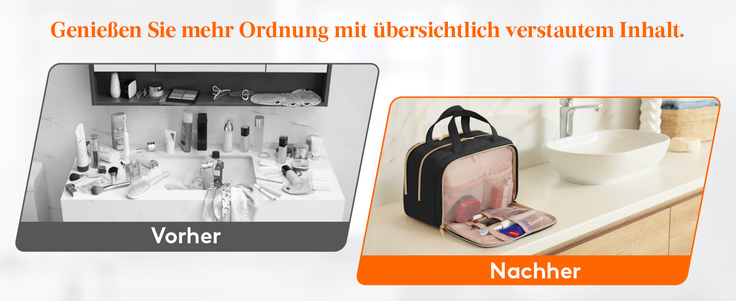 Жіноча дорожня косметичка Lifewit 10L, водовідштовхувана, з відділенням для мокрого, органайзер для макіяжу та аксесуарів, чорна