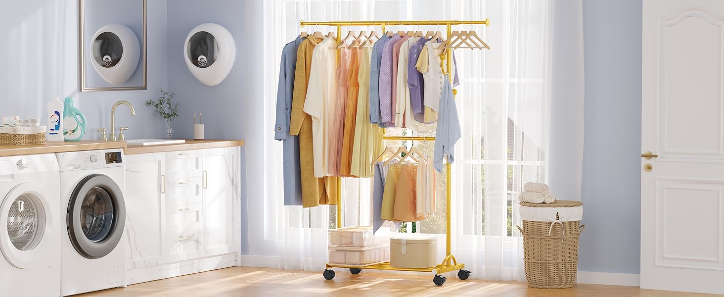 Кледистанд FAVOOOSTY на колесах: мобільний, металевий, регульований, чорно-білий (золотий), 89.50×39.00×161.20 см