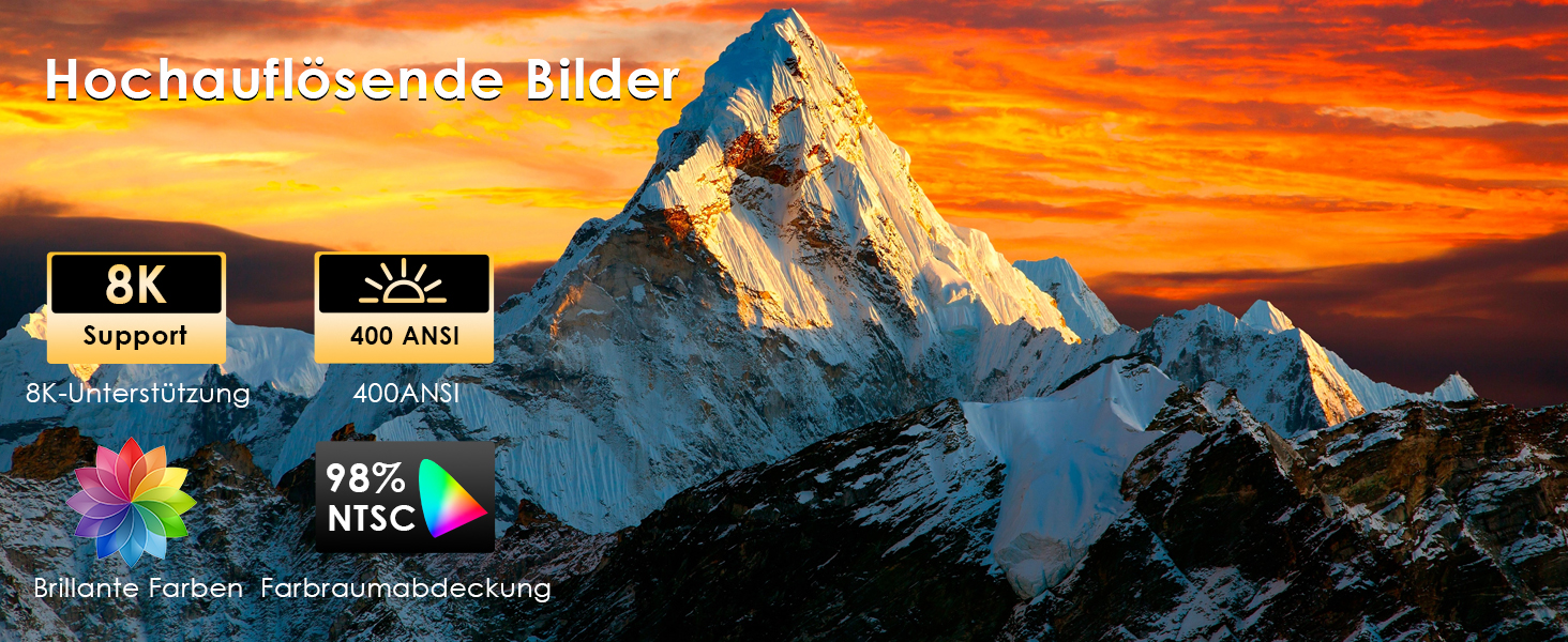 Міні проєктор Salange Mini Beamer 2026,8K з Android, WiFi 6, Bluetooth 5.4, Auto Keystone, 270° поворот, для дому та на вулицю, Sala300pro