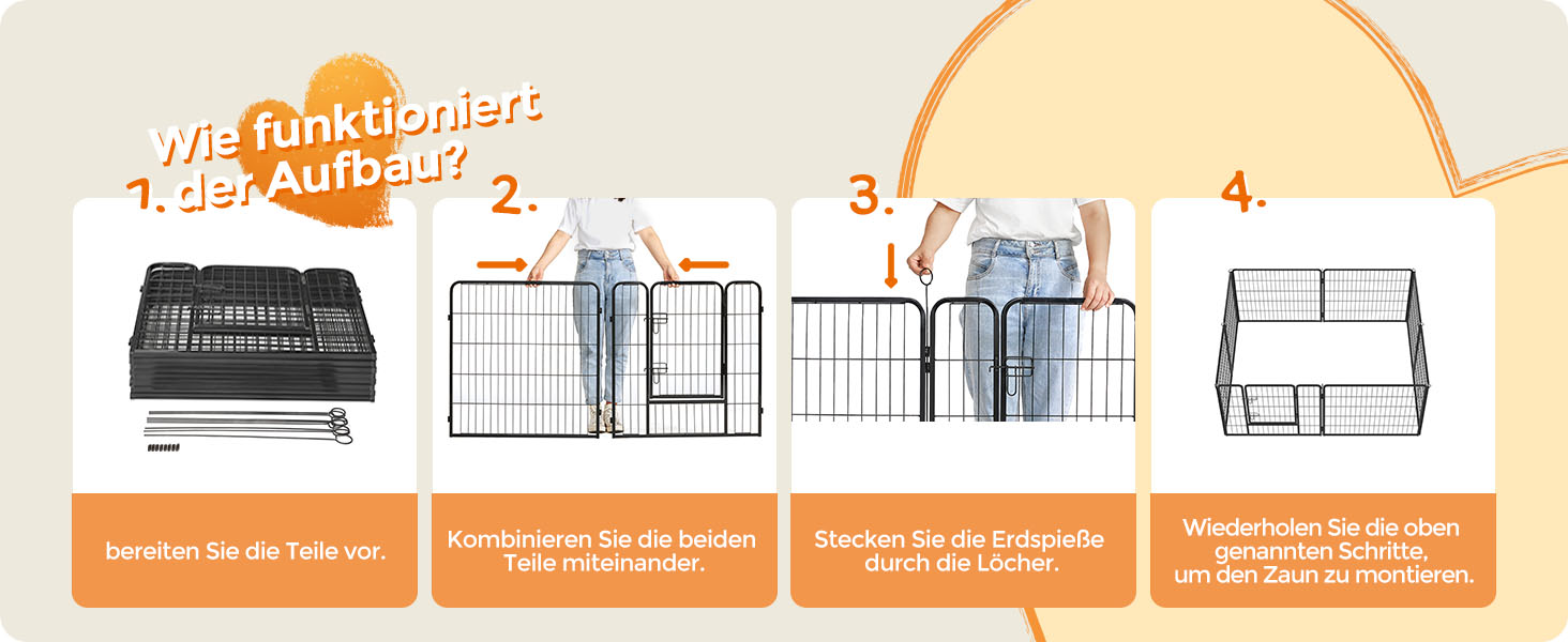 Вольєр для тварин Feandrea Freilaufgehege XL (77x80 см), чорний, з 8 панелей, DIY, для дому та вулиці