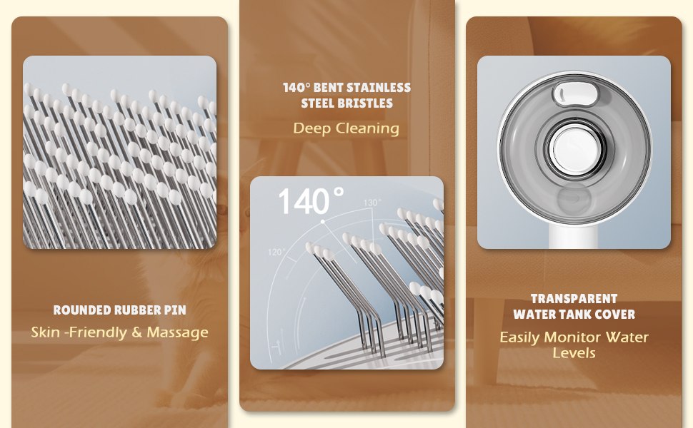 Бурштук для котів з парою 4-в-1: видалення шерсті, миття, догляд. Підходить для котів та собак (білий)