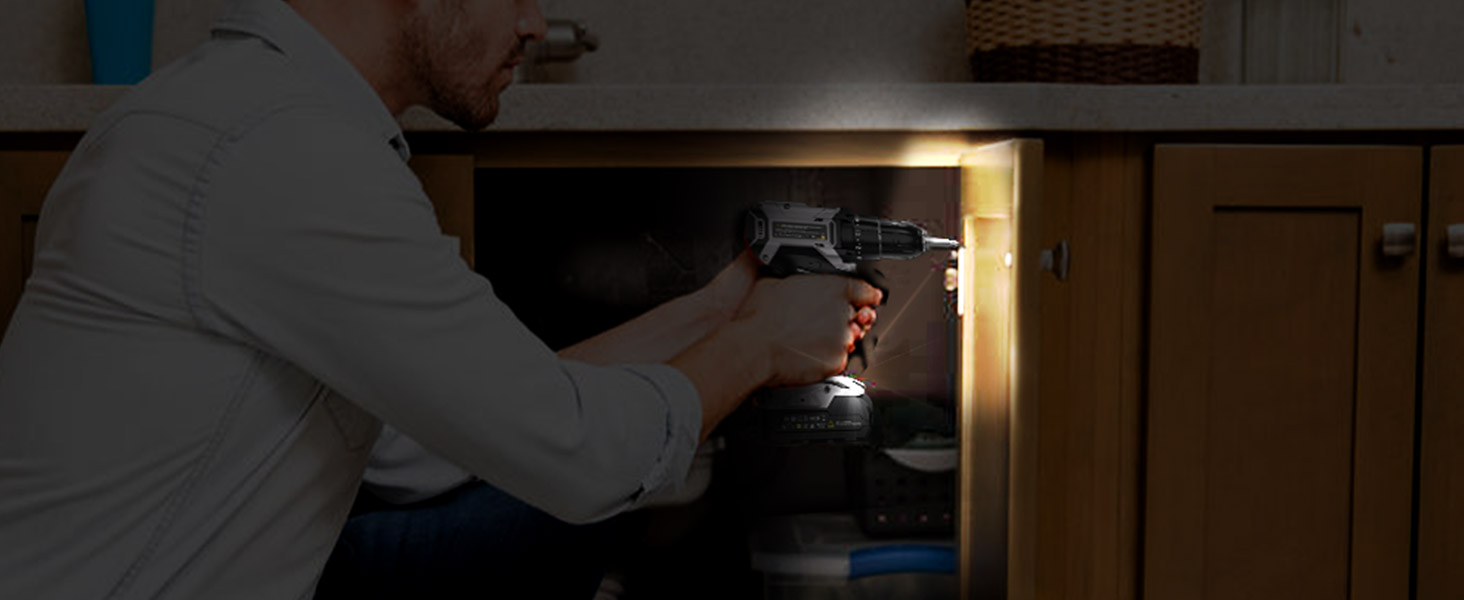 Акумуляторний шуруповерт Sundpey Set: 2 акумулятори 2.0Ah, 21V, 1500 об/хв, 45Nm, 18+1 режим, LED, 10мм патрон - для ремонту та DIY