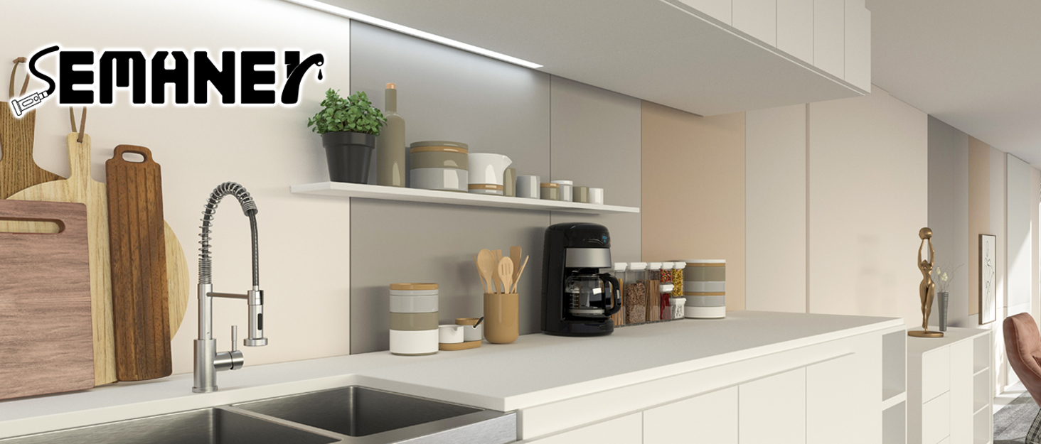 Висувний кран для кухні SEMANEY з двома режимами, поворотний на 360°, з донним виливом, однорегуляторний, матовий (для кухні)