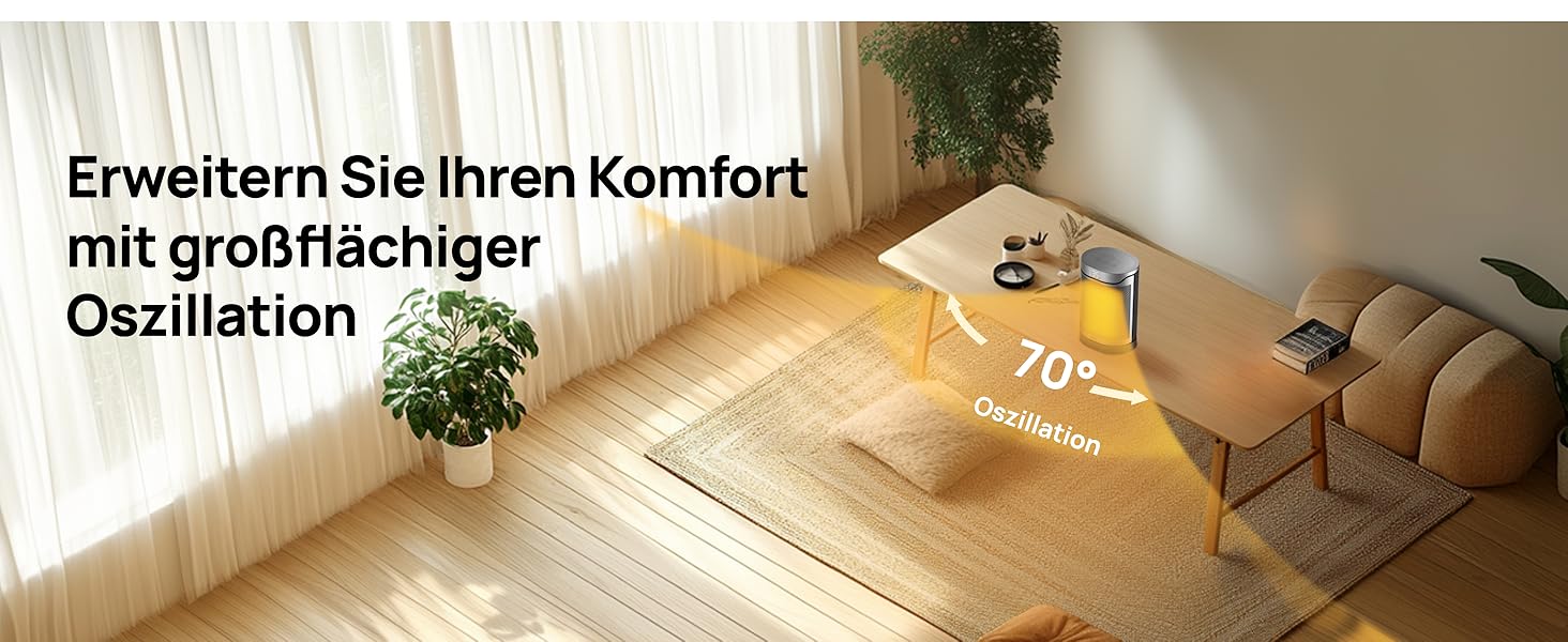 Електричний керамічний обігрівач DREO 318, 1500 Вт з термостатом, захистом від перегріву та нахилу, таймером та дитячим замком, срібний колір