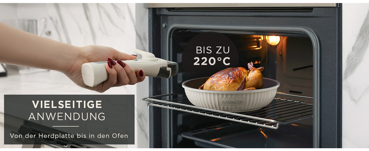 Набір каструль Kasanova Eaziclip 9 шт. з керамічним покриттям, індукційні, знімні ручки, антипригарні, рожевий