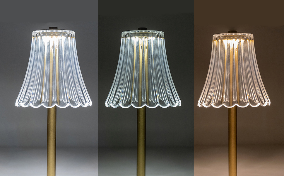 Бездротова LED-лампа настільна з акумулятором, диммер, нічна/настільна лампа для вітальні, спальні, 3 кольори, золота (квіти)