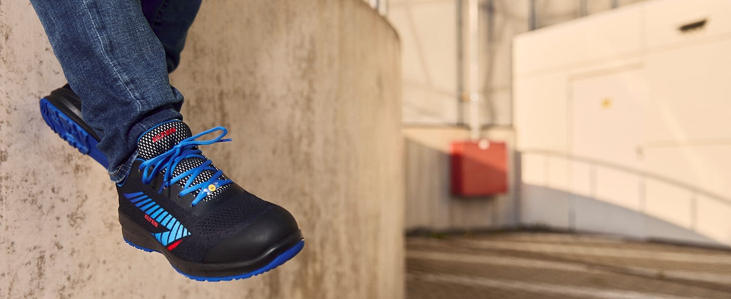 Робочі черевики ELTEN Impulse XXT Blue Low ESD S1: текстиль, пластикова капа, для жінок та чоловіків, чорний, 42 EU