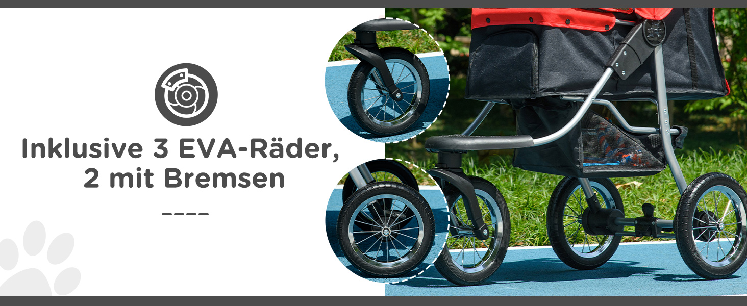 PawHut Складаний візок для собак і котів до 10 кг, червоний