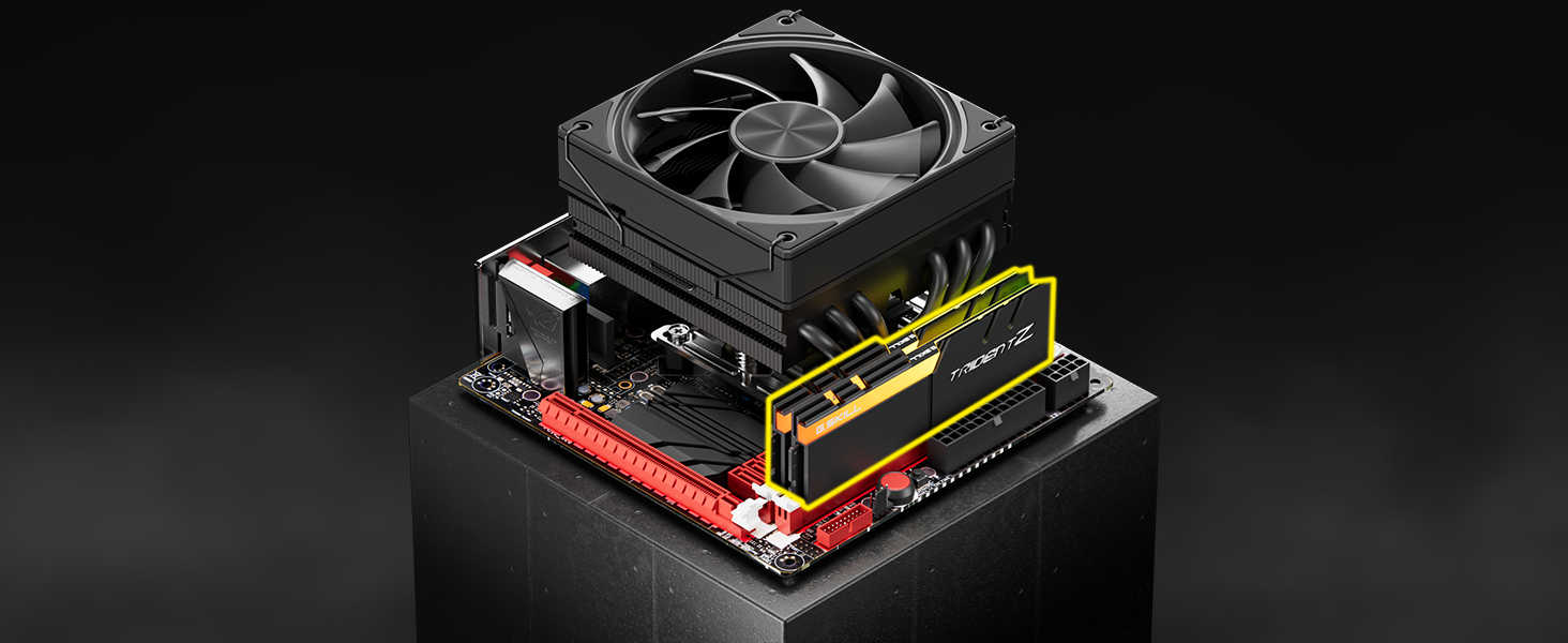 upHere Охолоджувач CPU H85KC6 (чорний): Низькопрофільний кулер з ARGB підсвічуванням для AMD AM4/AM5 та Intel 1700, 85мм висота, 6 heatpipes, 180W TDP